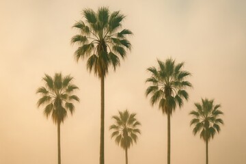 Fototapeta premium Serene palm trees at sunset