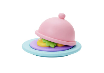 Fototapeta premium Whimsical Pastel Food Cloche Presentation On Plate