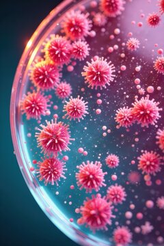 Bacteria colonies on agar plate with flagella visible under microscope, microscopy, Pseudomonas aeruginosa