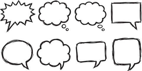 Hand-drawn speech bubbles vector set Vector