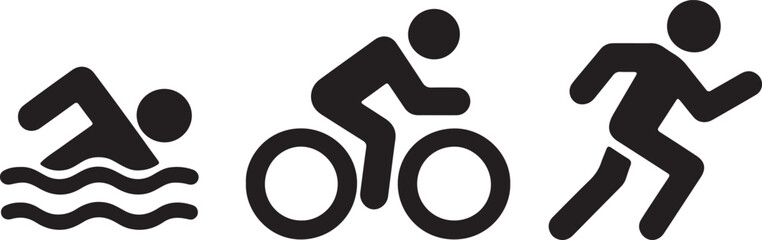 Obraz premium Triathlon sport icons swimmer cyclist runner silhouette vector illustration