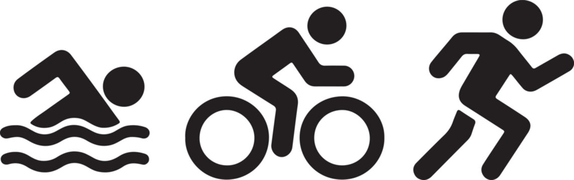 Triathlon sport icons swimmer cyclist runner silhouette vector illustration