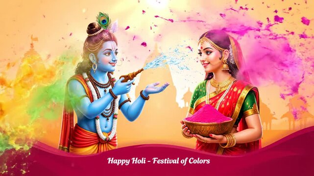 Krishna Radha Holi Festival of Colors Indian God Celebration Art