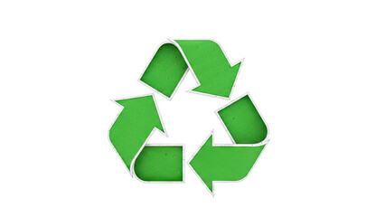 Fototapeta premium Green recycling symbol with textured arrows