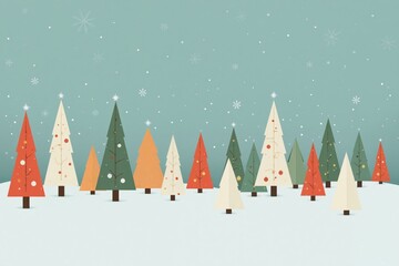 a christmas scene with trees and snow