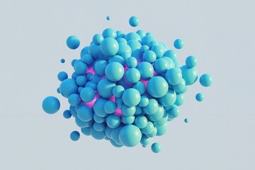 blue spheres are floating in the air