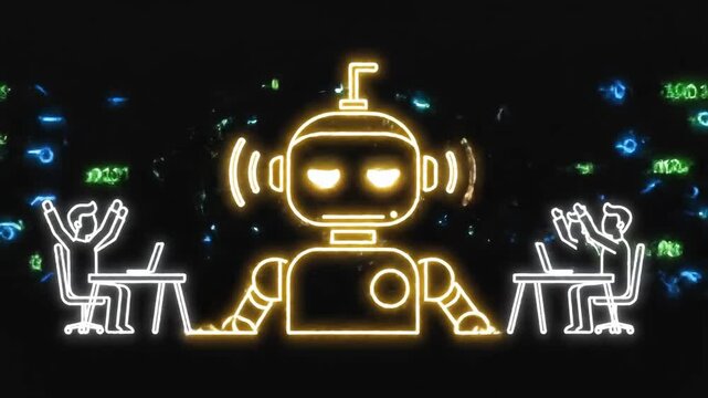 Global AI Collaboration And Neon Circuitry Visualization.