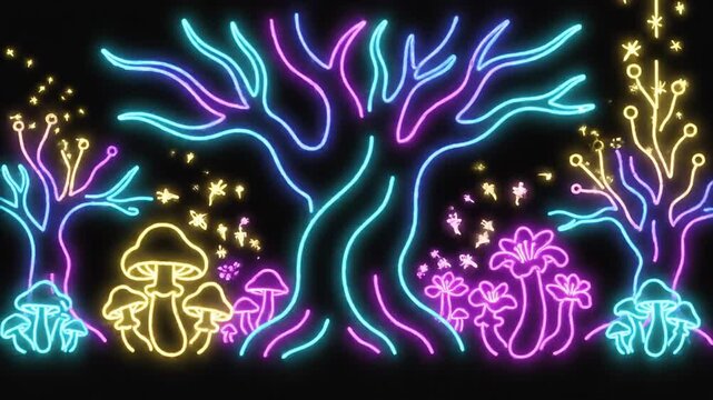 Neon Underwater Coral Forest With Glowing Reef Lights.