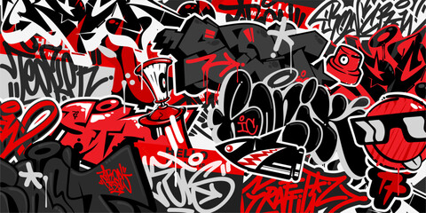 Simple Modern Abstract Urban Style Hiphop Graffiti Street Art Pattern Vector Background Template