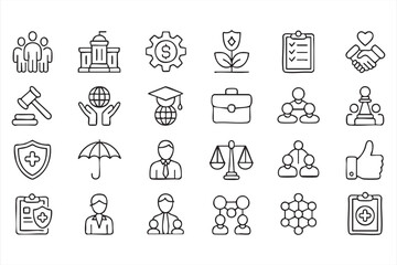 Business Governance UI Icons for Compliance and Corporate Platforms