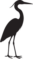 Obraz premium Silhouette of a heron standing gracefully a striking black and white image