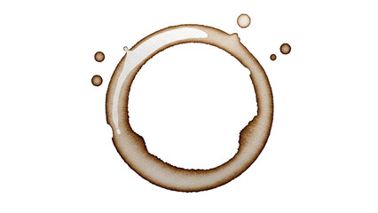 Obraz premium Coffee Ring Stain on White Background
