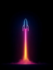 a neon rocket launching