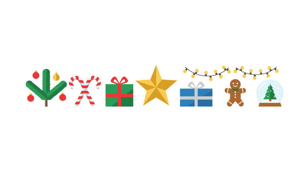 Assortment of classic holiday and Christmas themed icons for festive graphics and seasonal promotions