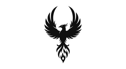 Obraz premium Black phoenix bird icon on white