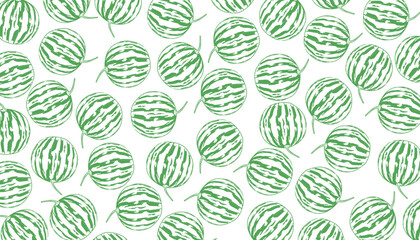 Watermelon Seamless Pattern Hand Drawn Outline Flat Background