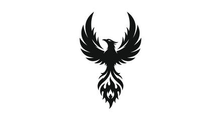 Obraz premium Black phoenix icon on white background