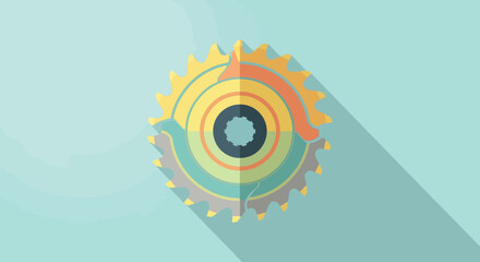 Illustration of a colorful gear wheel in flat design.