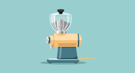 Modern coffee grinder in a simple flat illustration style.