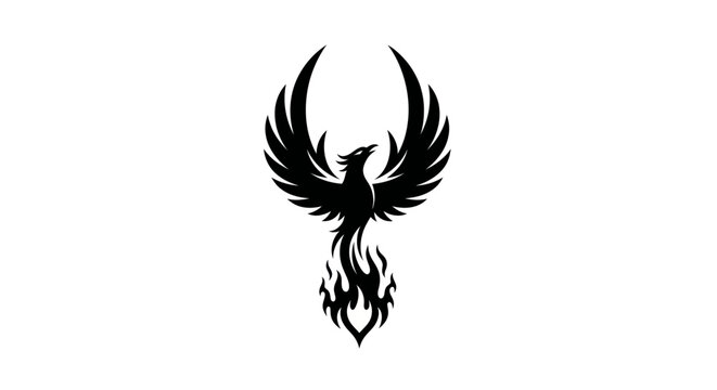 Black phoenix rising logo on white background