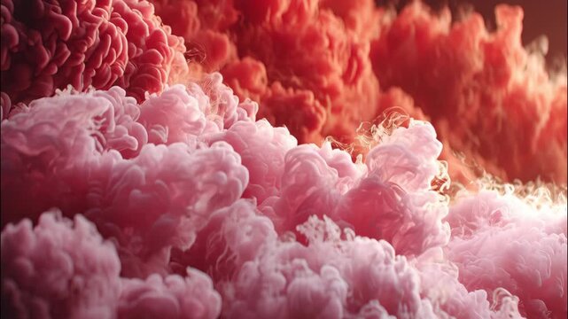 Colorful Pink Cloud Formations Moving Slowly in Bright Sky with Dramatic Lighting
