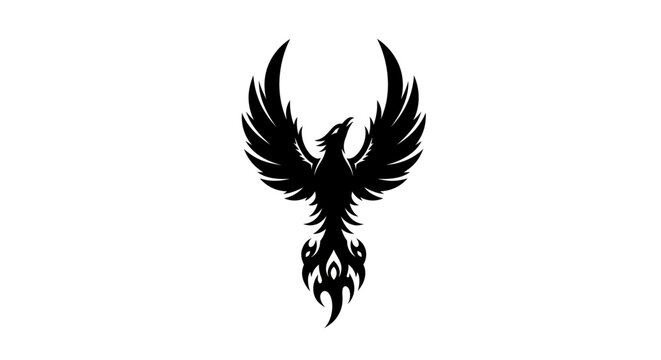 Black phoenix rising silhouette