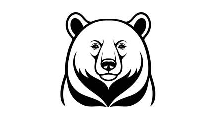 Bold black and white illustration of a bear head for design elements