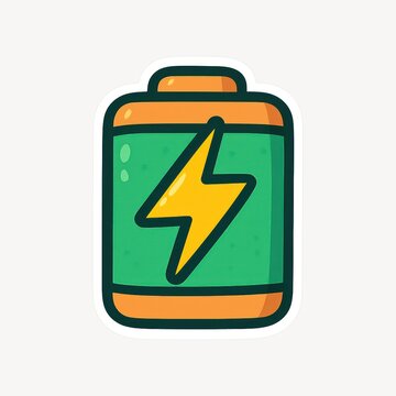 Colorful battery with lightning bolt
