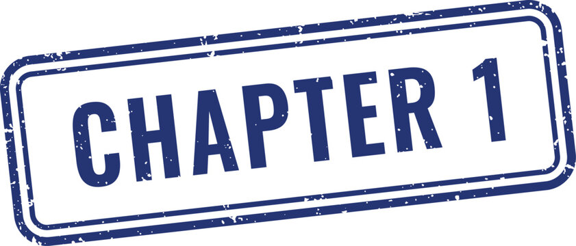 Blue chapter one rubber stamp with rounded corners for book publishing and educational curriculum organization materials