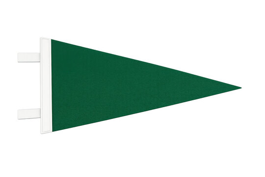 Green blank felt pennant flag with white trim showing an empty space for a logo or message, transparent background