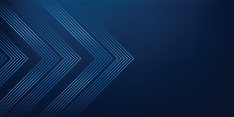 Dark Blue Abstract Background with Glowing Arrow Lines for Technology, Featuring a Futuristic Concept with Modern Shiny Blue Geometric Lines Design, Ideal for Banners, Covers, Posters, and Web Headers