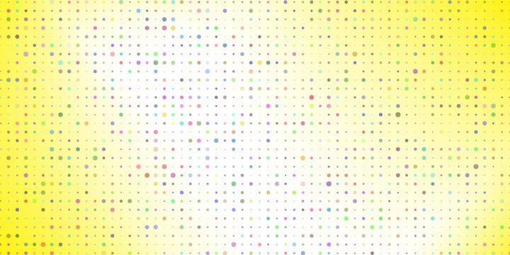 Yellow vector banner with a collection of circles and dots. Background. Creative Design Template beground art