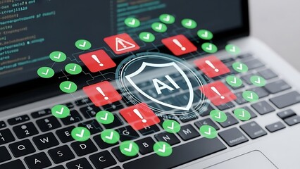 AI Security on Laptop Keyboard with Alerts.