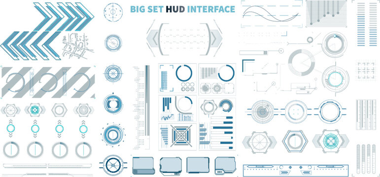 Collection of user interface elements for modern digital displays and applications in a technology setting