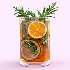Refreshing Citrus and Rosemary Iced Tea in Glass