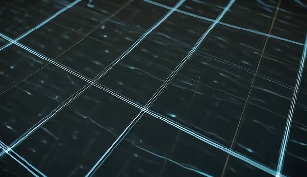 Futuristic digital grid background with glowing blue lines, abstract cyber technology data floor, high-tech electronic circuit board pattern for sci-fi visuals