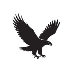 Fototapeta premium Bald eagle flying silhouette vector template technical illustration.