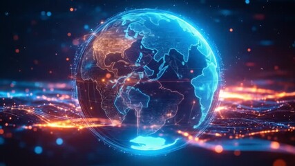 Digital globe with network connections technology data visualization - Powered by Adobe