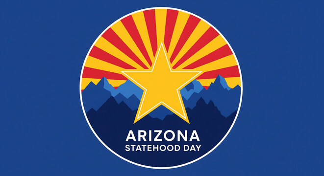 Arizona Statehood Day Graphic: Celebrate Arizona's Anniversary with this Patriotic Design.