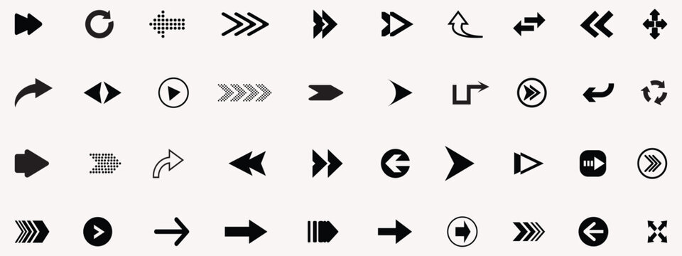 Arrow set icon.   Arrow black colored. vector icon. Arrows vector collection. Vector  arrow signs, black arrows icons. Vector illustration.