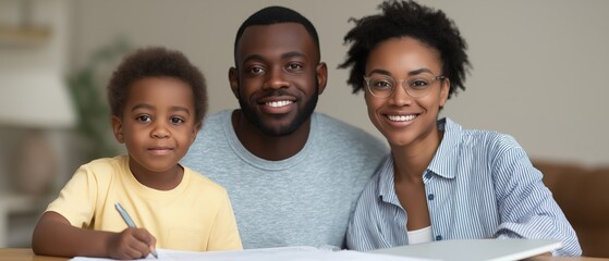 Happy Family Smiling Together While Engaging in Creative Activity at Home