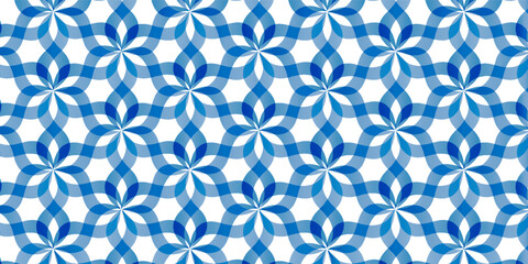 Fototapeta premium Blue Geometric Flower Pattern Tile Background for Design and Wallpaper Projects