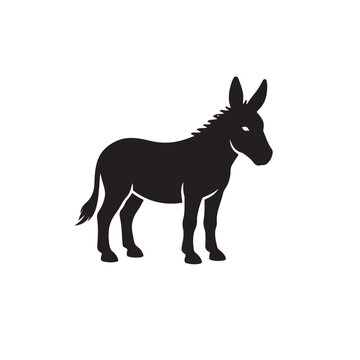Donkey logo technical flat drawing vector mockup illustration.