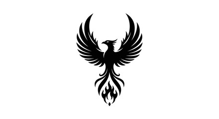 Obraz premium Black phoenix silhouette on white background