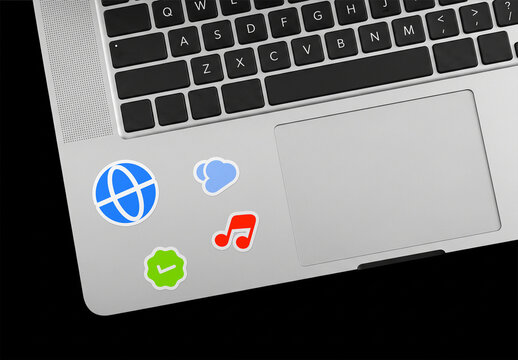 Sticker on Laptop Mockup Template