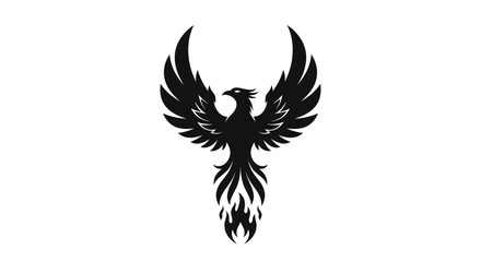 Obraz premium Black phoenix silhouette on white background