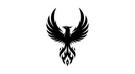 Obraz premium Black phoenix silhouette on white background