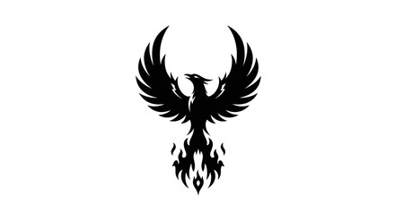 Obraz premium Black phoenix silhouette on white background