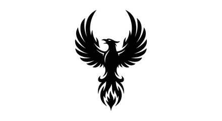 Obraz premium Black phoenix silhouette on white background