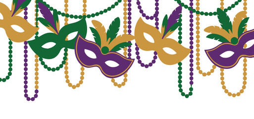 Mardi Gras Masks and Beads Hanging © Baloch